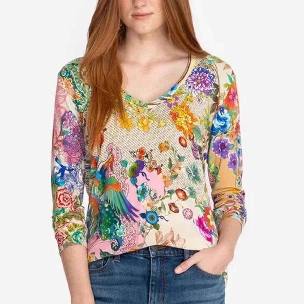 Johnny Was Light Dreamer Long Sleeve Spring Floral Swing Shirt Women’s XS